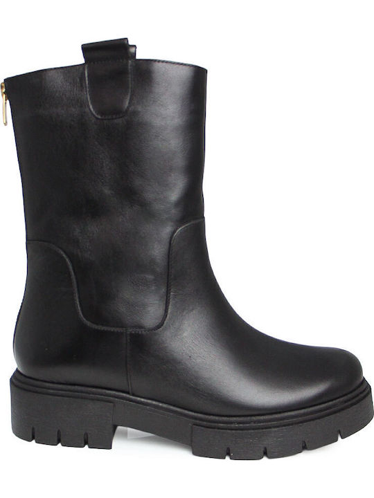 Black Leather Women's Ankle Boots