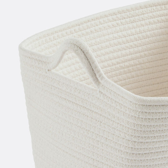 La Redoute Interieurs Set Dekorative Stoffkörbe mit Griffen, Ecru, 26x38x22 cm, 3 Stück