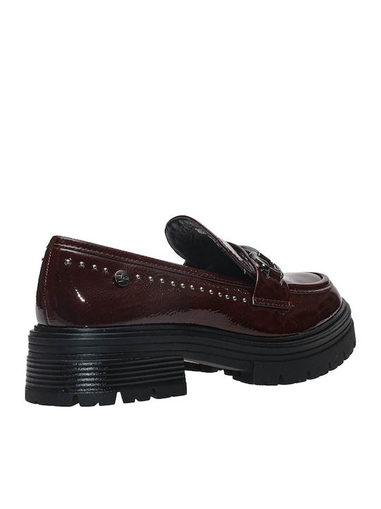 Damen-Loafers aus Lackleder in Bordeaux