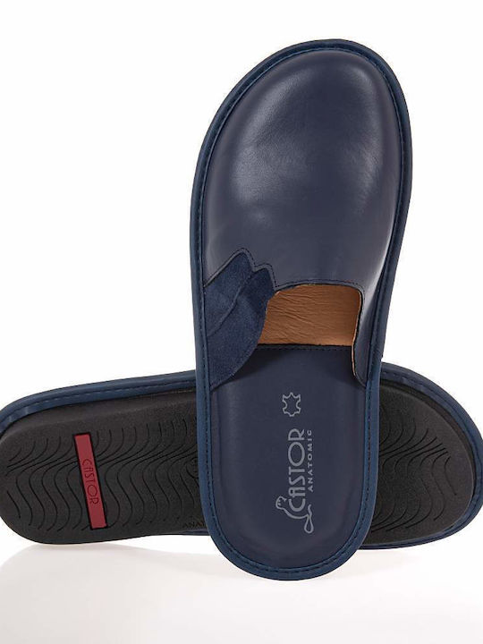 Castor Anatomic Blaue Anatomische Herren-Lederpantoffeln