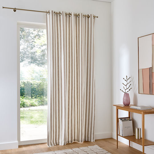 La Redoute Interieurs Κουρτίνα Παραθύρου με Τρουκς Μπεζ 135x180εκ.