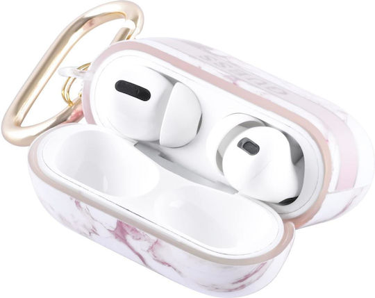 Guess Marble Strap Силиконов Калъф с Кука в Розов Цвят за Apple AirPods Pro