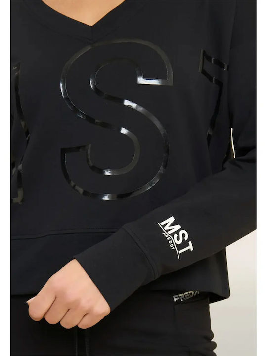 Langes Damen-Sweatshirt Schwarz