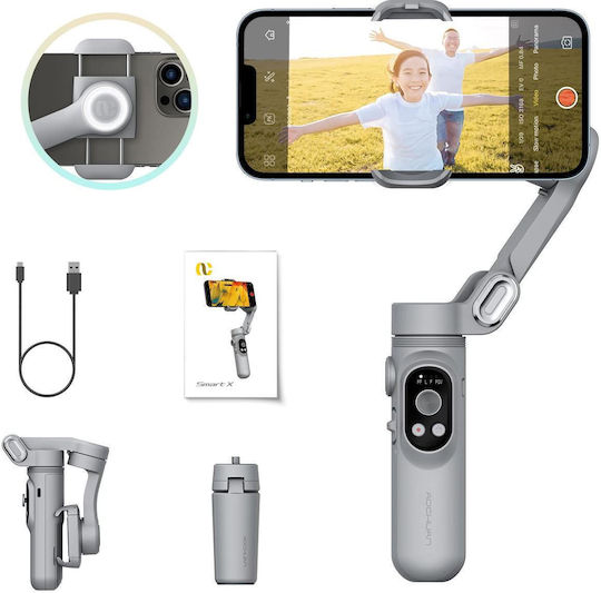 X Gimbal Handy-Gimbals mit 3-Achsen-Stabilisierung und 2,5 Stunden Batterielaufzeit Graue