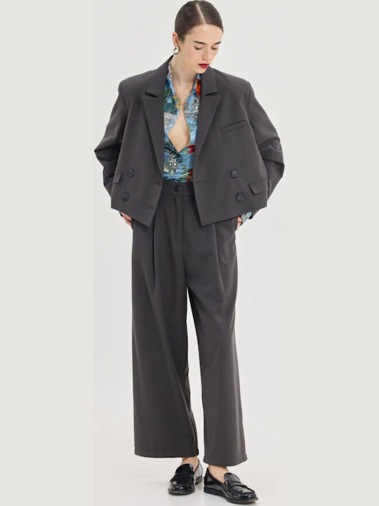 Hemithea Kurzer Damenblazer Grey