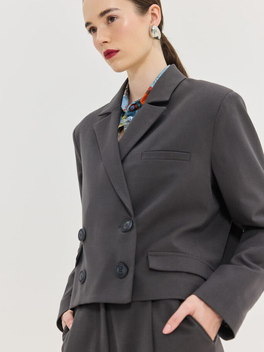 Hemithea Kurzer Damenblazer Grey