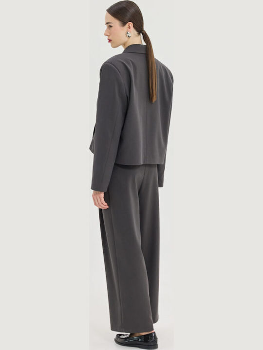 Hemithea Kurzer Damenblazer Grey