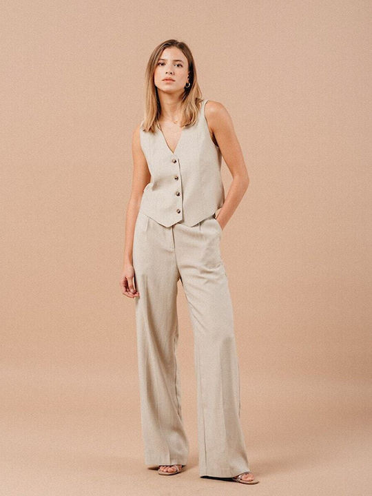 Grace & Mila Short Women's Waisted Beige Blazer