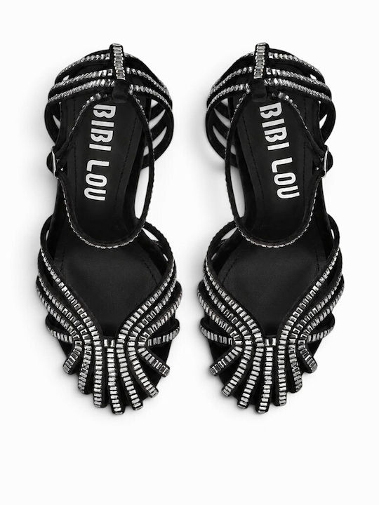 Schwarze Ledersandalen