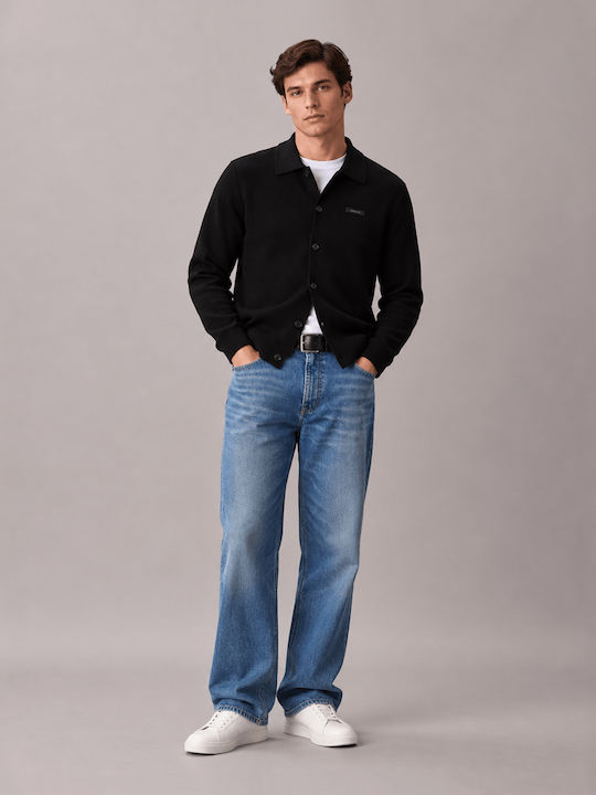 Men's Knitted Cardigan with Buttons Black
