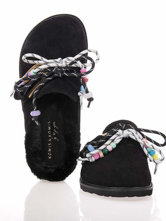 Komis & Komis Δερμάτινα Mules με Τακούνι σε Μαύρο Χρώμα D2300FW26-BLACK