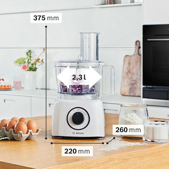 Bosch Multimixer 800 W cu Recipient de 2,3 l și Cană de Blender Albă