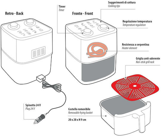 Lampa – 24V 250W Truck Air Fryer 4L Fry-nova Cook Healthy, Crispy Meals in the Cabin – 1 Pc L97136 L9713.6