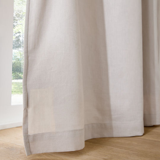La Redoute Interieurs Tab Top Thermal Curtain in Linen and Cotton 135x350 cm