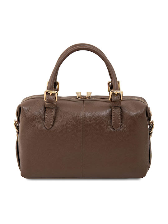 Dark Ash Leather Women's Barrel Bag
