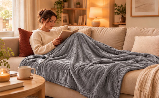 Kraft World TKSH-1 Grey Single Washable Electric Blanket Grey 140W 150x80cm