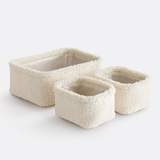 La Redoute Interieurs Set Dekorative Stoffkörbe Ecru 21x31x11 cm 3 Stück