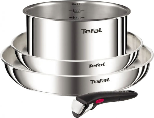 Tefal Ingenio Emotion Σετ Μαγειρικά Σκεύη από Ανοξείδωτο Ατσάλι με Κεραμική Επίστρωση 3 τεμαχίων