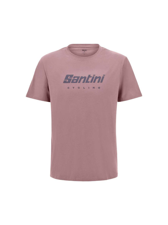 Santini Tricou de Ciclism Roz pentru Bărbați cu Mâneci Scurte