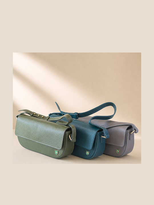 Leather Women's Clutch Petrol Blue
