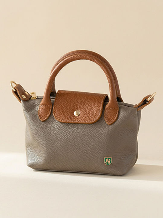 Petite Dunkelbraune Damen-Flap-Tasche aus Leder
