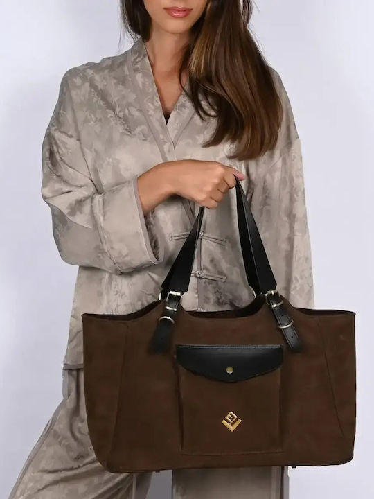 Nomia Leather Women's Shopper Bag Suede Brown