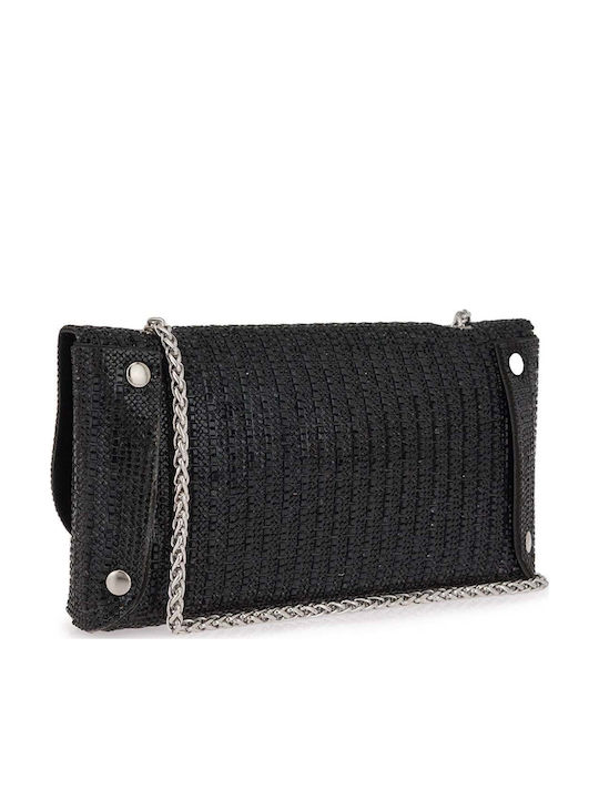 Women's Flap Bag Black Rhinestones