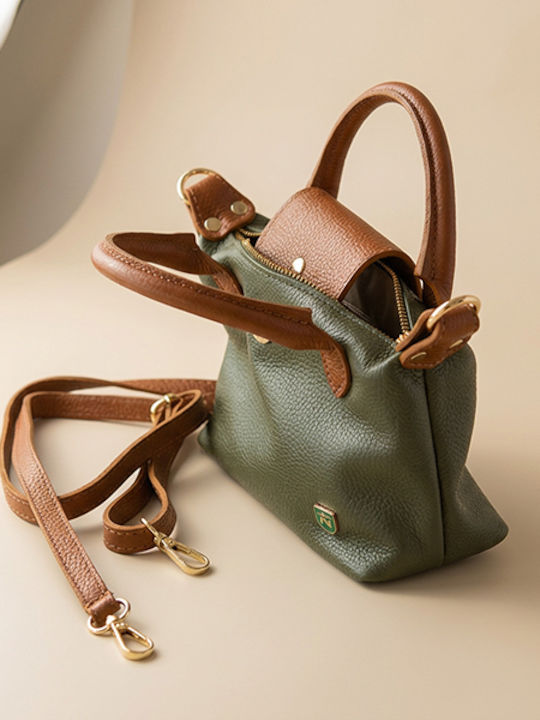Petite Graue Damen-Ledertasche mit Klappe