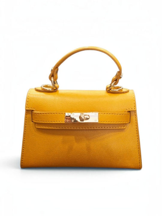 Damen-Flap-Tasche Aus Leder Zitrone