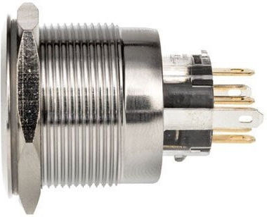 DimasTech Druckknopf Ein-Aus-Schalter mit Beleuchtung Silber 1 Stück