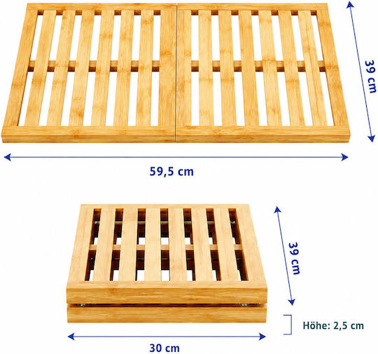 Relaxdays Non-Slip Wooden Bath Mat 10054643 Natural 59.5x39 cm