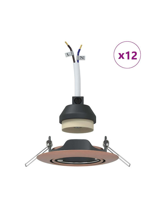 vidaXL Spot Metalic Încastrat cu Soclu GU10 Cupru 9x9 cm 12 buc.