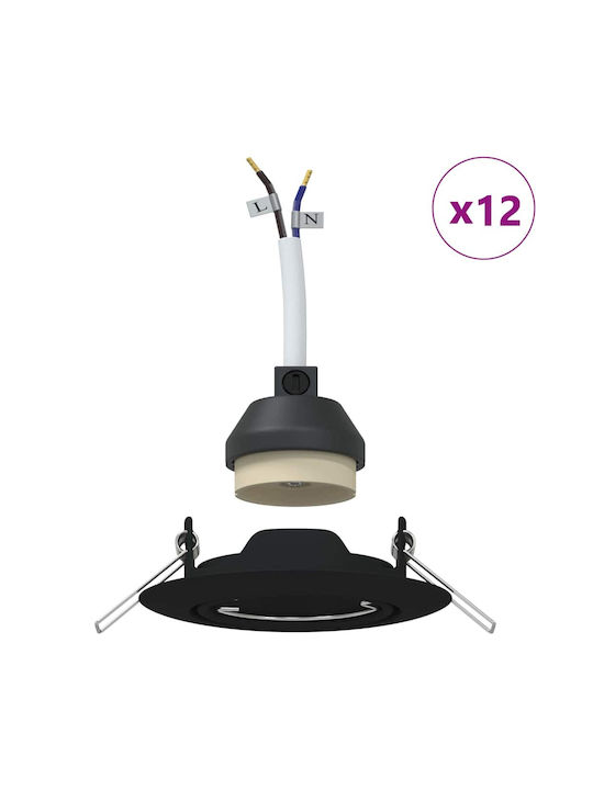 vidaXL Metal Recessed Spotlight with GU10 Bulb Holder Black 9x9 cm 12 pcs