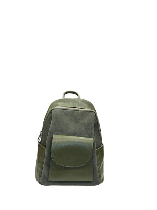 Khaki Leather Women's Backpack