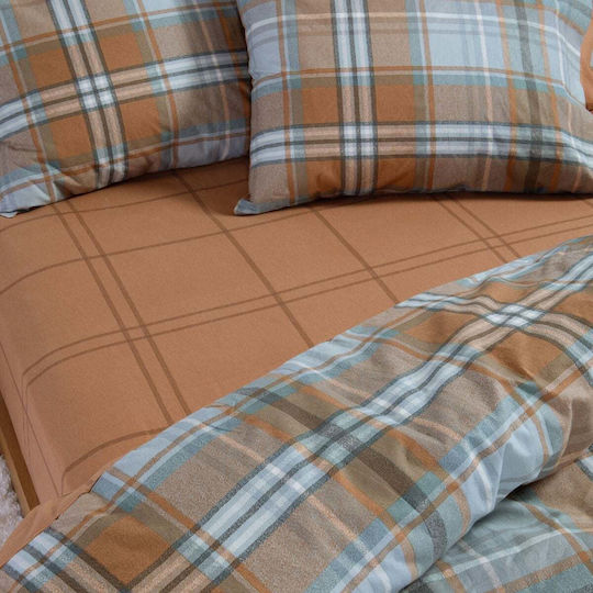 Nef-Nef Homeware Resten Fitted Double Bed Sheet Set 160x200+32 cm Camel (4 pcs)