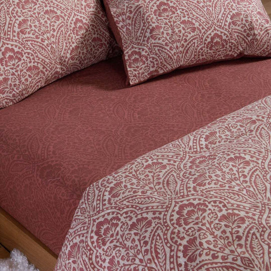 Nef-Nef Homeware Marcel Semi-Double Bed Sheet Set 180x200 cm Burgundy (4 pcs)