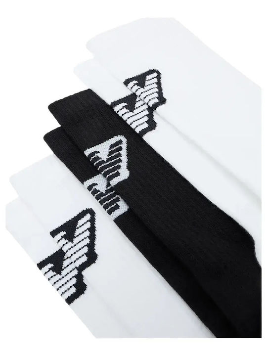 Emporio Armani Men's Ribbed Eagle Logo Socks 3 Pairs Black-White-White