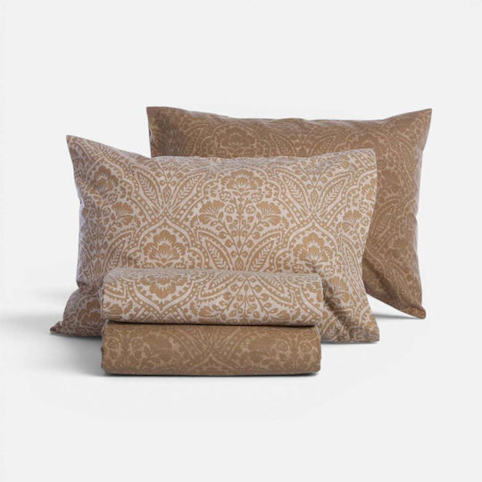 Nef-Nef Homeware Marcel Bettwäsche-Set für Super-Doppelbett mit Spannbettlaken 160x200+32 cm Gold (4 Stück)