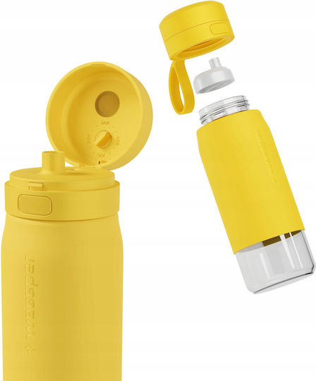 Wessper Glaswasserflasche mit gelbem Schraubdeckel 500 ml
