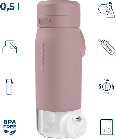 Wessper Sticlă De Apă Din Sticlă Cu Capac Șurub Roz 500ml