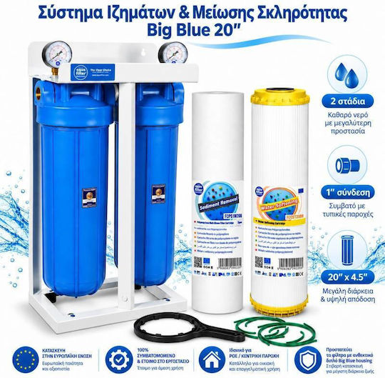 Aqua Filter Doppeltes Wasserfiltergerät für die zentrale Wasserversorgung mit Ersatzfilter BB202PS1ST