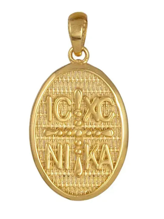 Double-Sided Gold 9K Kids Amulet Pendant 057373