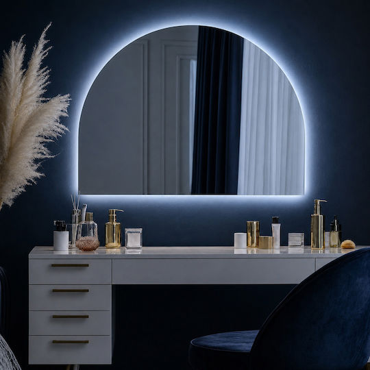 Tulup Gewölbter Wandspiegel mit Rahmen & LED-Beleuchtung 80x60cm