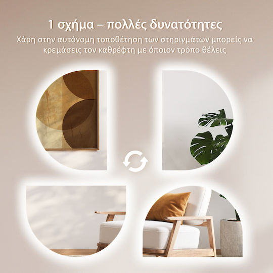 Tulup Oglindă de Perete Arcuită cu Iluminare LED 80x60cm