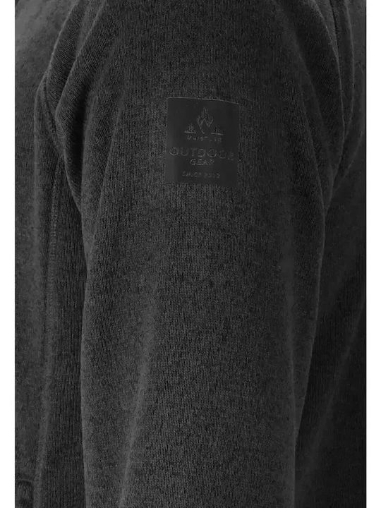 Herren-Fleecejacke mit Kapuze in Anthrazit