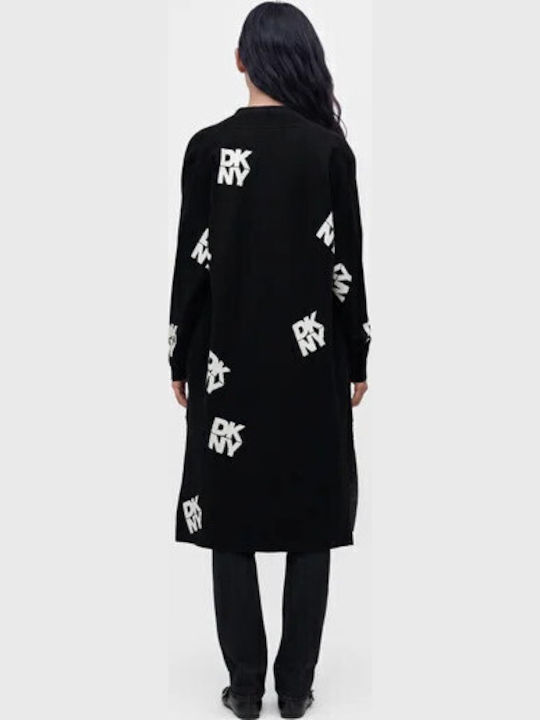 Long Women's Knitted Cardigan Black