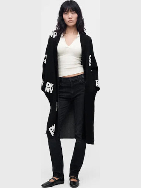 Long Women's Knitted Cardigan Black