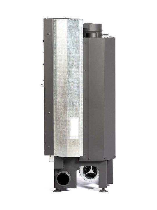Lazaru Premium Line Holz-Kamineinsatz mit Luftheizung 12 kW, rechte Ecke, mit Schiebetüren und geschlossenem Ausdehnungsgefäß