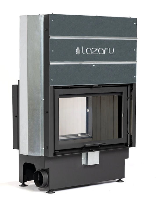 Lazaru Premium Line Holz-Kamineinsatz mit Warmluftgebläse, Durchsichtiger Ausführung, Schiebetüren und geschlossenem Ausdehnungsgefäß