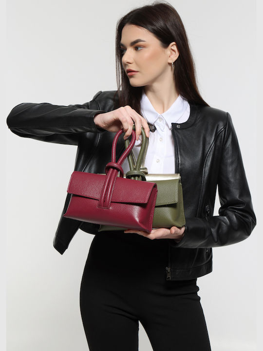 Leather Women's Flap Bag Silver